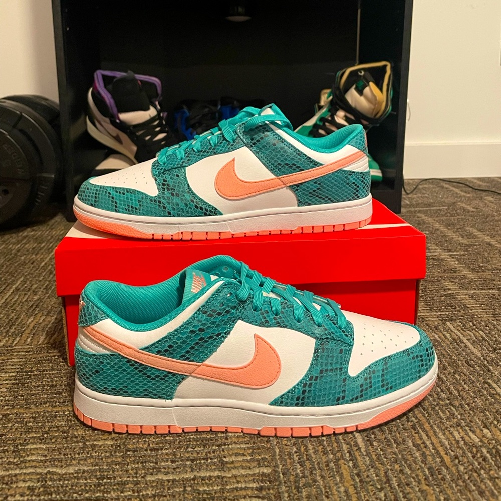 Coral Snakeskin Dunk low